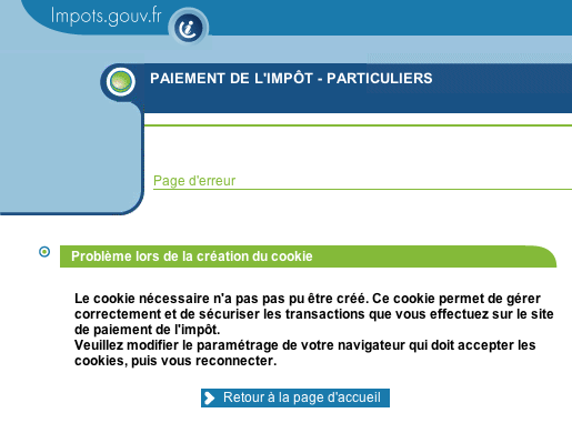 Peut pas payer mes impôts en ligne