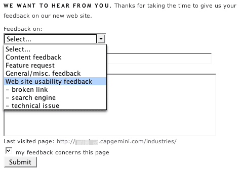 feedback categories